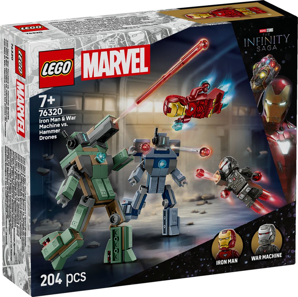 LEGO Marvel 76320 Iron Man War Machine vs. Hammer Drones box front